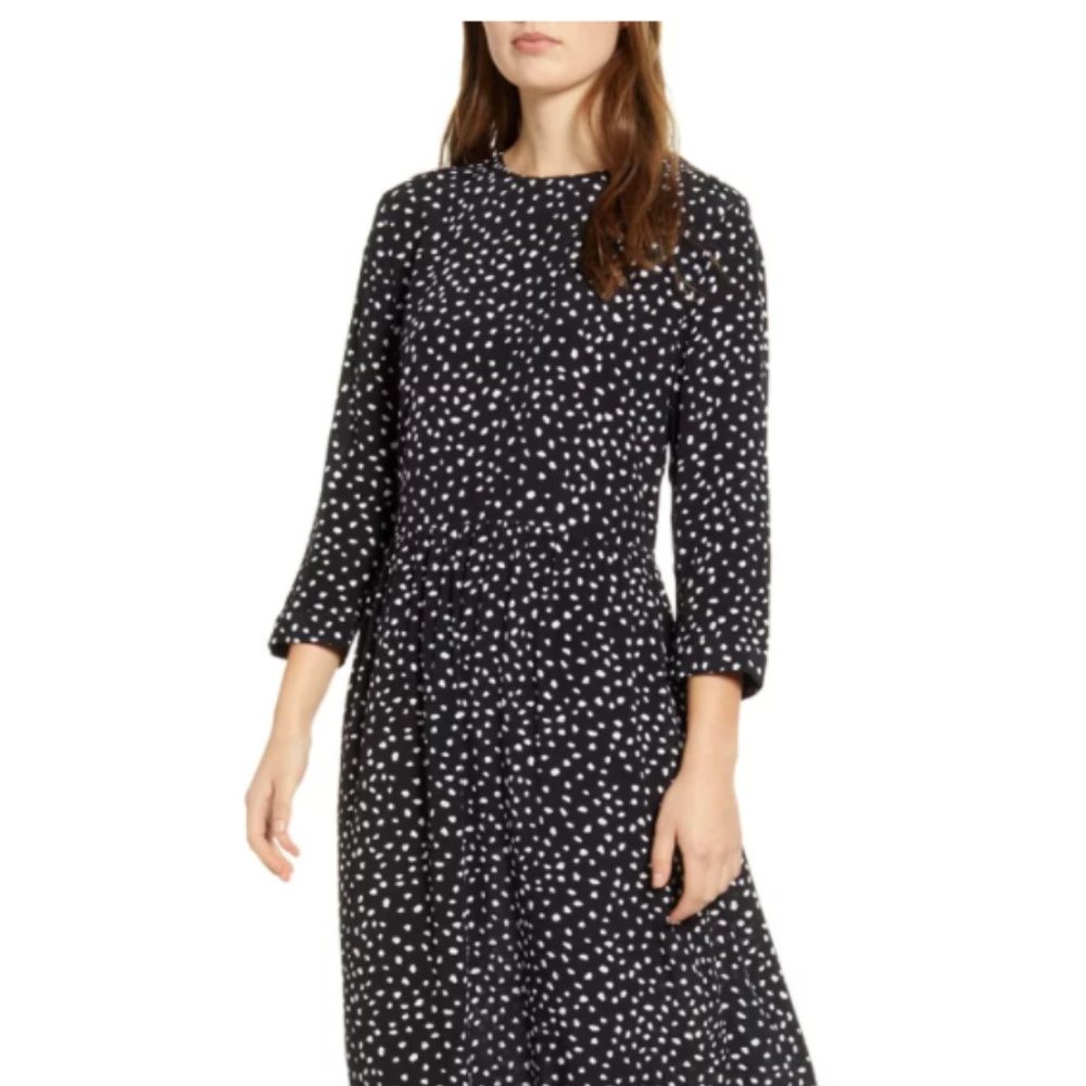NWOT Nordstrom Pia Polka Dot Pattern Long Sleeve Crepe Dress